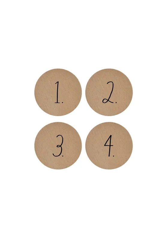 Rae Dunn “1, 2, 3, 4” Set of 4 Light Wood Round Drawer Pulls