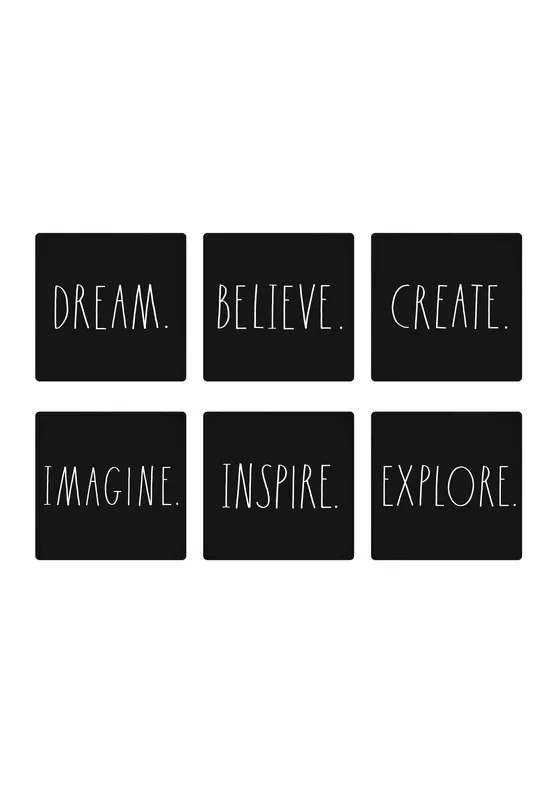 Rae Dunn “Dream” Set 6 Wooden Squared Black Drawer Pulls