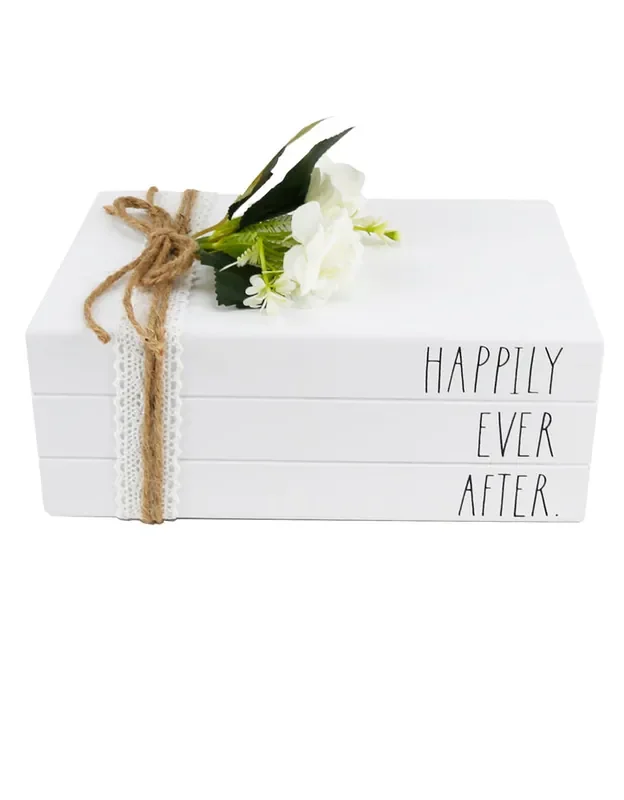 Rae Dunn “Happily Ever After” Stack of Three Fake Books