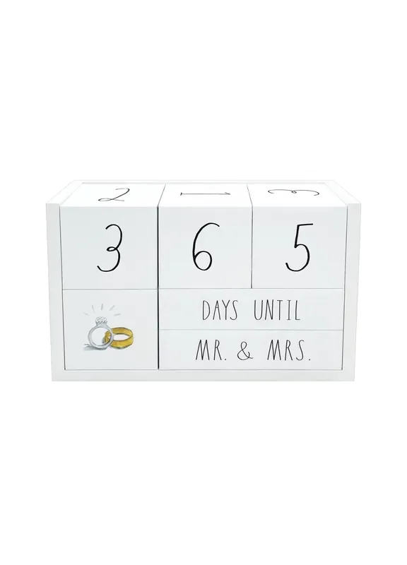 Rae Dunn 9 Pieces White Wooden Wedding Countdown Blocks Set