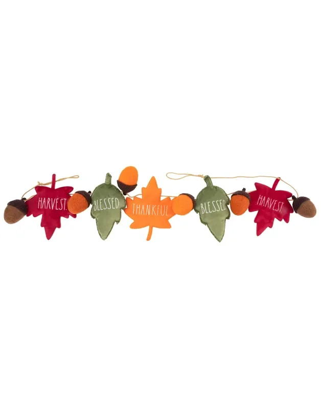 Rae Dunn “Harvest and Thankful” Felted Fall Leaves Garland
