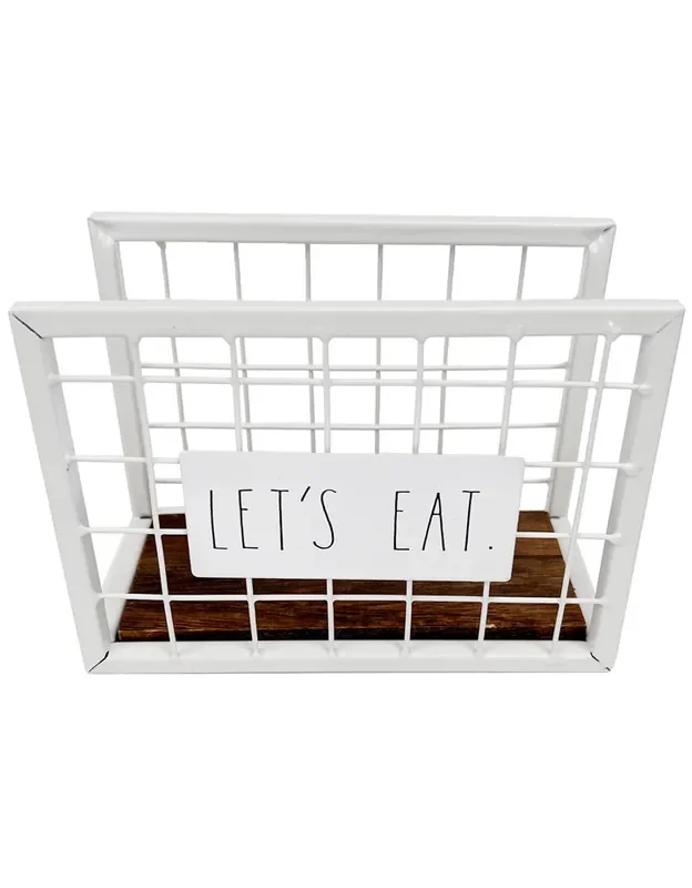 Rae Dunn “Let’s Eat” Wire Metal White Napkin Holder