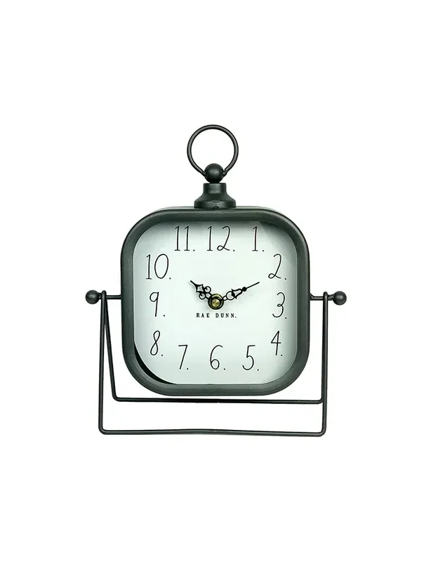 Rae Dunn Metal Rounded-Edges Squared Mantel Clock