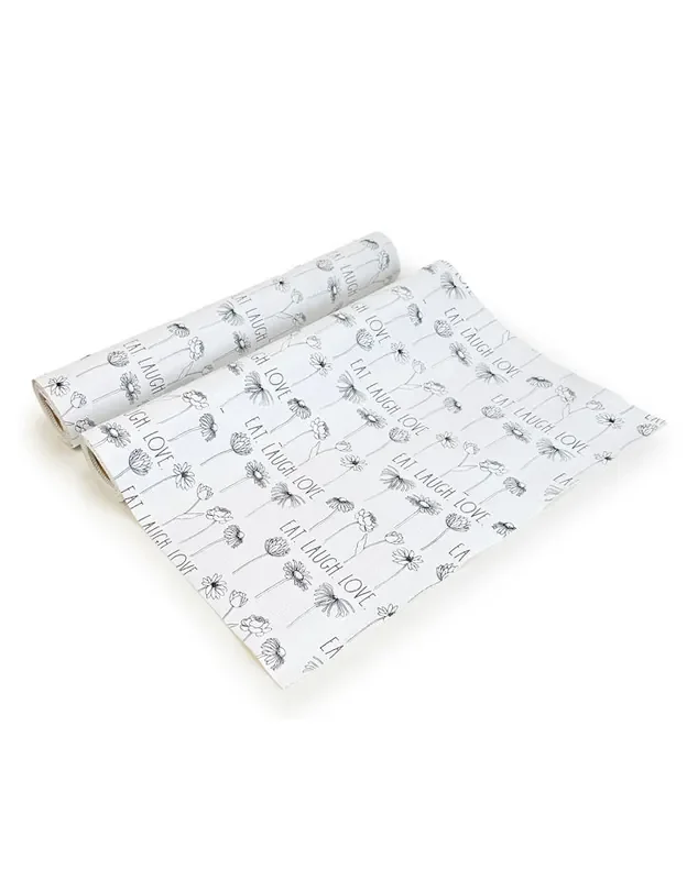 Rae Dunn Two-Pack Shelf Liners with Black and White Flower Illustrations
