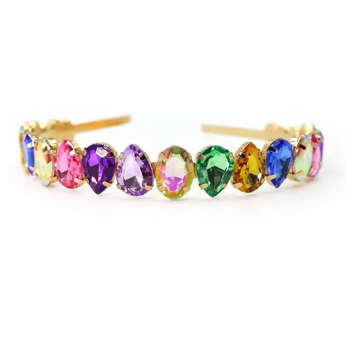 Rainbow Pear Shaped Gems Jeweled Headband