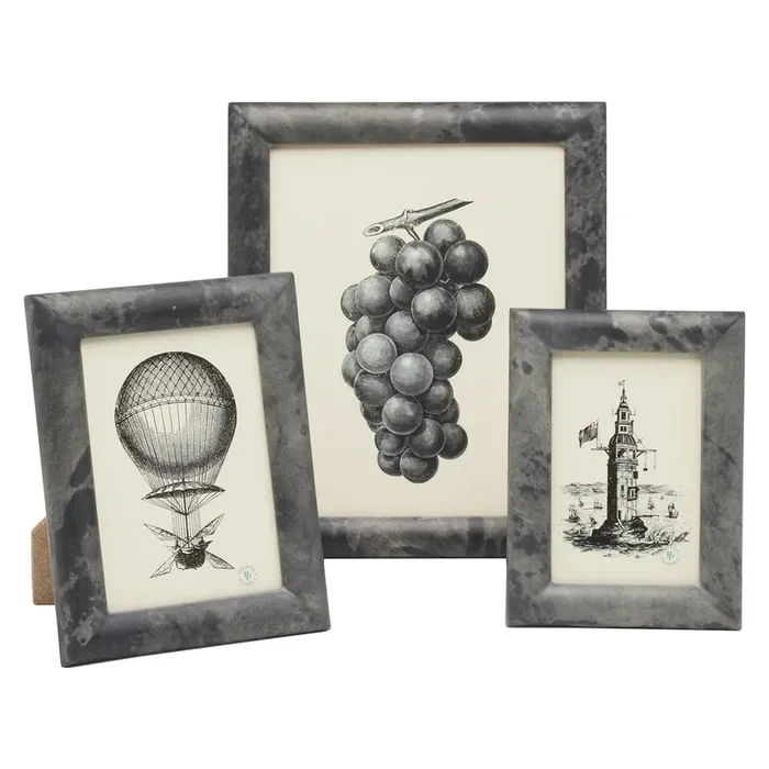 Raseborg Matte Vellum Leather Picture Frames (Light Gray)