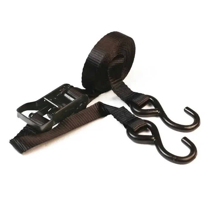 Ratchet Strap w/S Hook 1″x15‘ – Black
