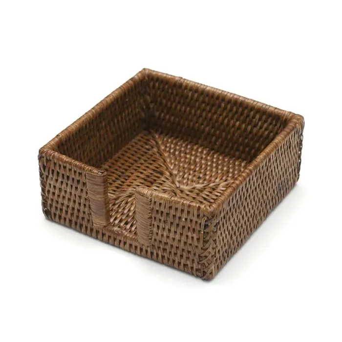 Rattan Cocktail Napkin Holder in Dark Natural