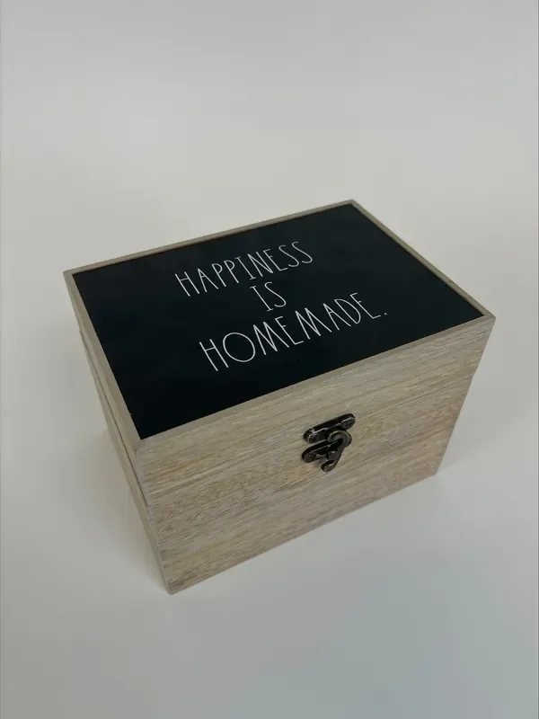 “Recipes” Wooden Rae Dunn Recipe Box for 4×6 Cards