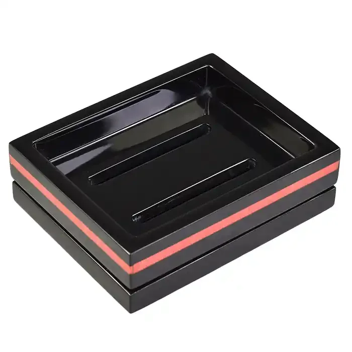 Red Tulipwood Band with Black Lacquer Soap Dish