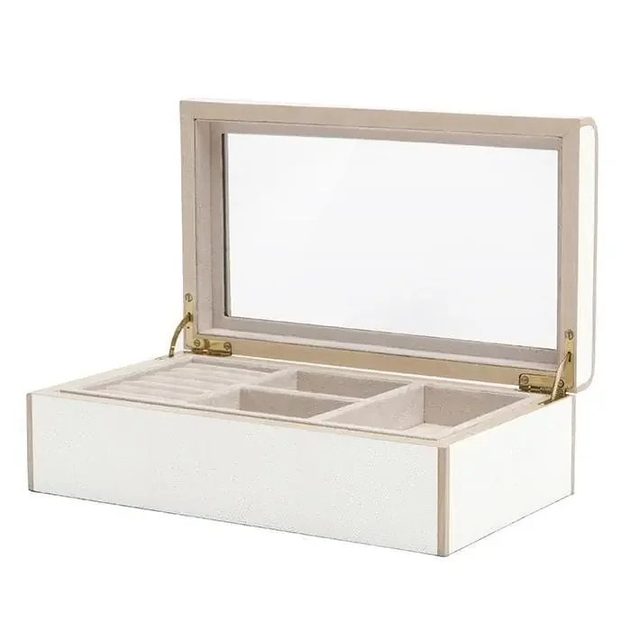 Rennes Faux Shagreen Large Jewelry Box (Snow)
