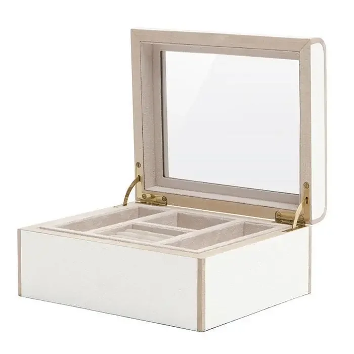 Rennes Faux Shagreen Medium Jewelry Box (Snow)