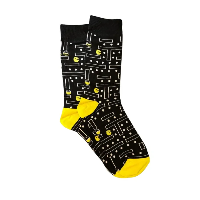 Retro Gamer Unisex Crew Socks in Black and Yellow