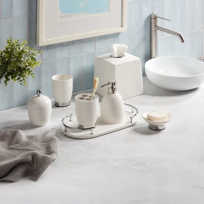 Roselli Trading Dubai Resin Bathroom Accessories (Shiny Stainless Steel Trim)