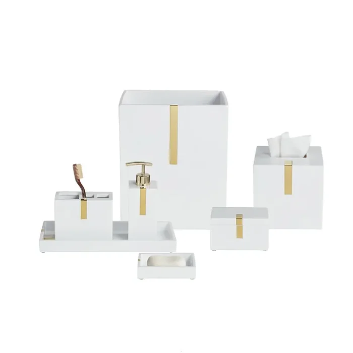 Roselli Trading Houston Street Collection White with Brass Bathroom Accessories