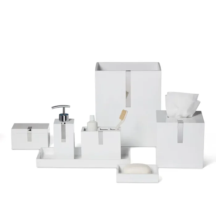 Roselli Trading Houston Street Collection White with Steel Bathroom Accessories