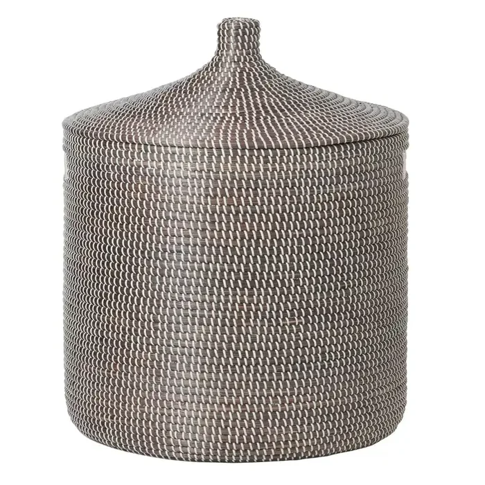 Roslyn Large Seagrass Hamper (Gray/White)