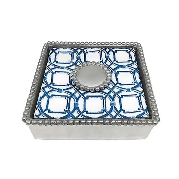 Round Pearl Beaded Napkin Box – Mariposa