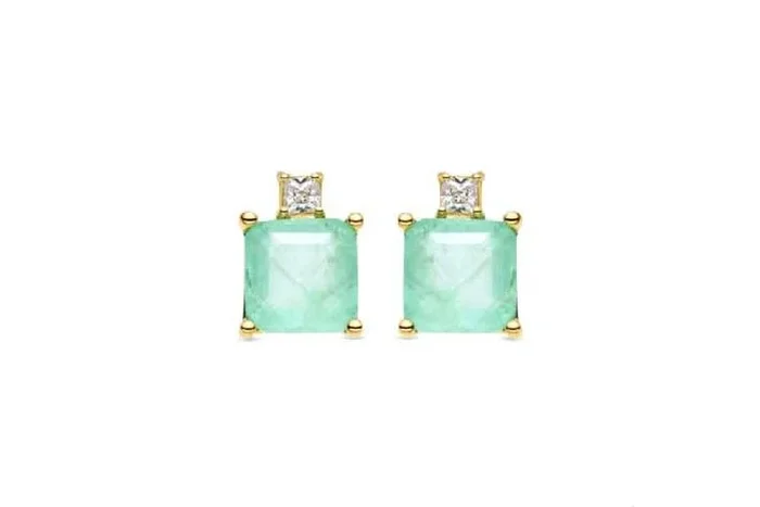 Ryox 925 Sterling Silver Green Quartz Drop Earrings with 18k Gold Finish – Hypoallergenic Statement Jewellery