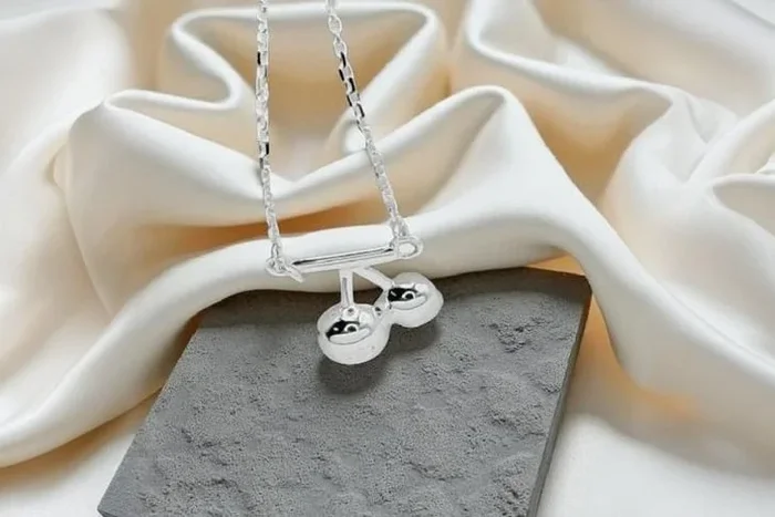 S925 Sterling Silver Dainty Cherry Pendant Necklace – Adjustable Chain, Minimalist Jewellery
