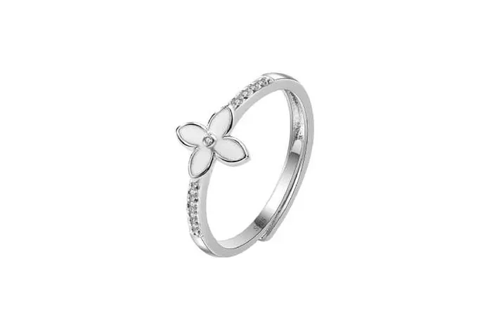 S925 Sterling Silver Four Leaf Clover Adjustable Statement Ring