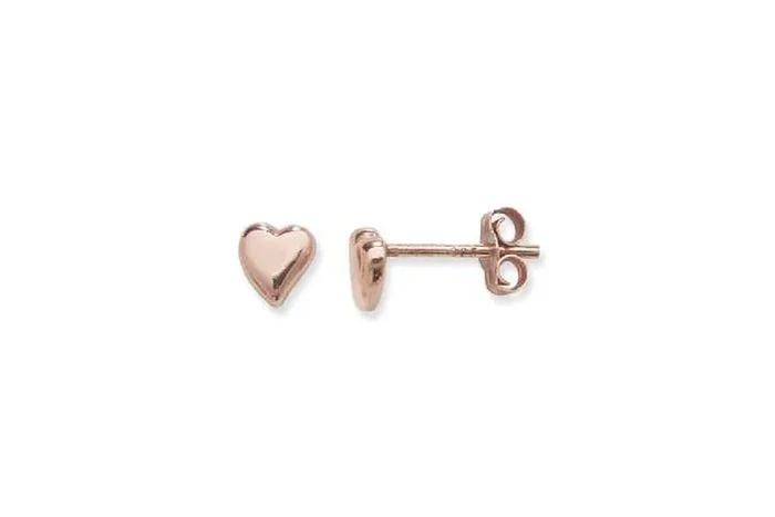 S925 Sterling Silver Rose Gold Heart Stud Earrings – Hypoallergenic Mini Studs for Sensitive Ears