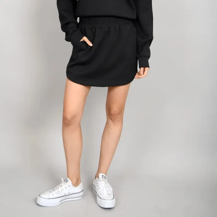 Santia Soft Knit Mini Skort • Black