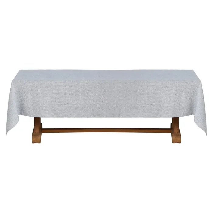 Saunton Navy White Linen Tablecloth