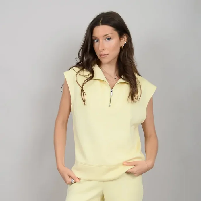 Seana Sleeveless Soft Knit Mock Neck Pullover • Lemon Tart