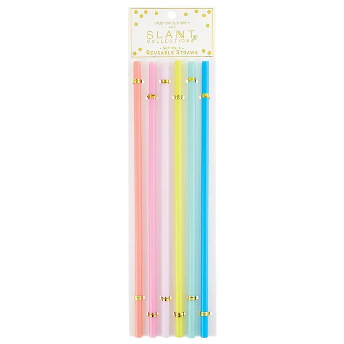 Set of 6 Reusable Straws for Birthday/Special Occasion Acrylic Drinking Straws 11″ L