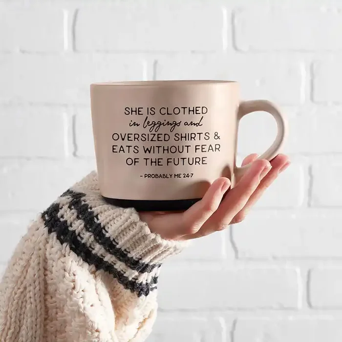 She Is Clothed In Leggings & Eats Without Fear Of The Future Mug Stoneware Coffee Tea Mug 15oz.