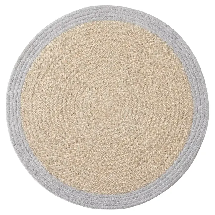Shia Light Gray Jute/Cotton Placemats Set Of 4 (Round)