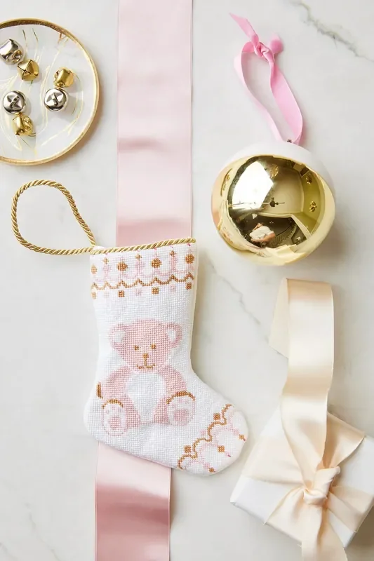 Shuler Studio- Bear-y Christmas in Pink- Bauble Stockings
