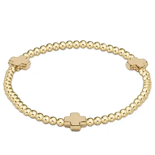 Signature Cross Gold Pattern 3mm Bead – Gold Bracelet