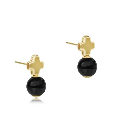 Signature Cross Gold Stud – Faceted Onyx