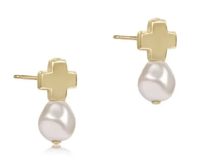 Signature Cross Gold Stud – Pearl – enewton