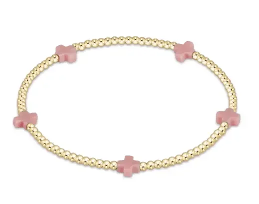 Signature Cross Small Gold Pattern 2mm Bracelet – enewton