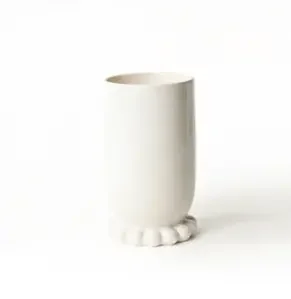 Signature White Medium Cylinder Vase with Knobbed Foot – Coton Colors