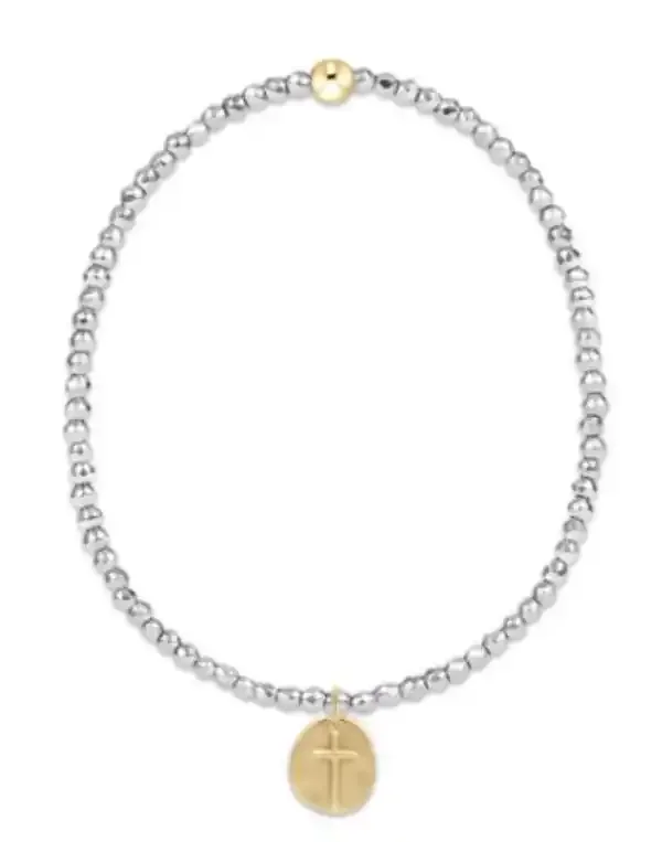 Silver Faceted Hematite 2mm Bead Bracelet – Inspire Small Gold Charm