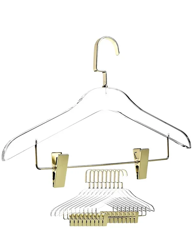 Simply Brilliant Gold Skirt Clips Acrylic Hangers – 10 Pack