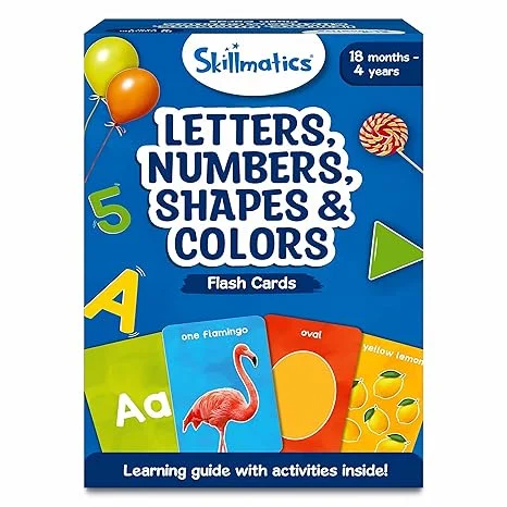 Skillmatics Thick Flash Cards for Toddlers Letters Numbers Shapes & Colors Montessori Toys