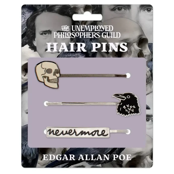 Skull, Nevermore Edgar Allan Poe Hair Pins Set of 3