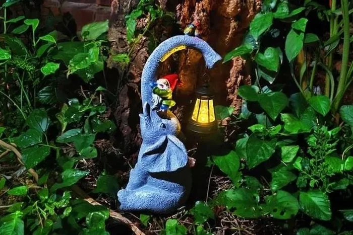 Solar Resin Elephant Elf Outdoor LED Garden Light – Weatherproof