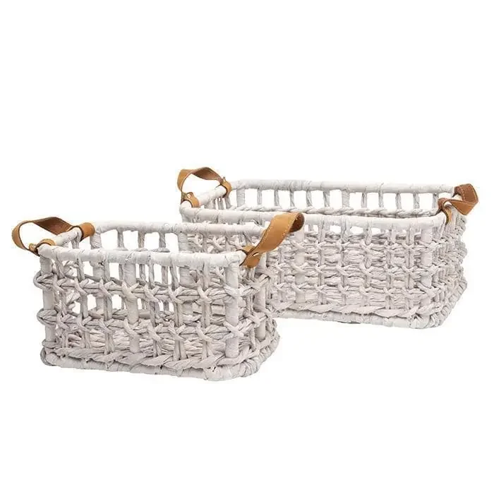 Somerset Woven Water Hyacinth Basket (White)