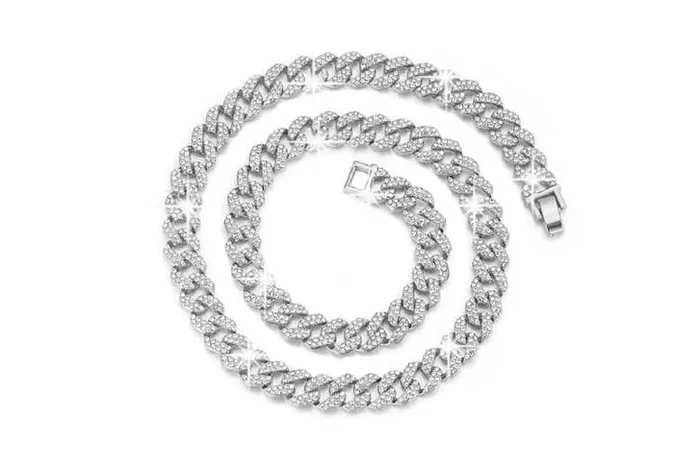 Sophisticated Men’s Stainless Steel Crystal Necklace
