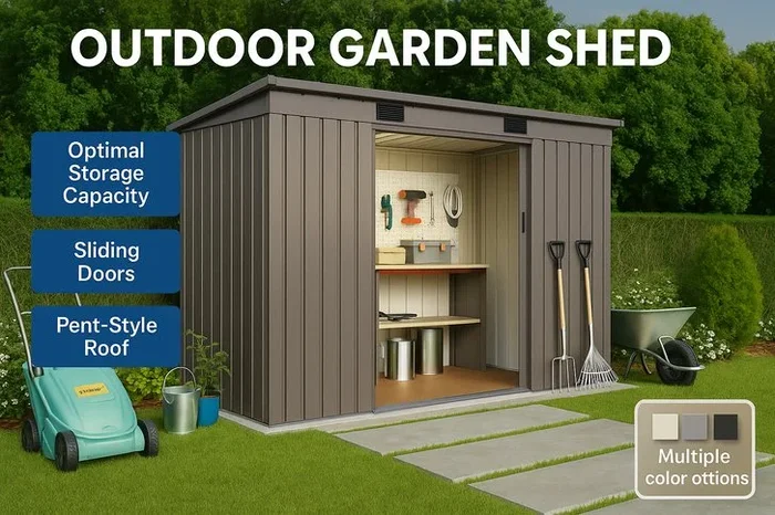 Spacious Outdoor Pent Metal Garden Shed