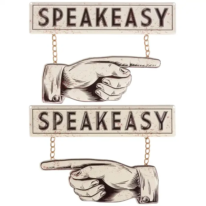 Speakeasy Finger Pointing Hands Wall Decor Set Rustic Hanging Metal Display 15″ x 12″