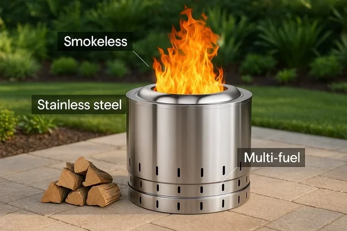 Stainless Steel Smokeless Fire Pit – Multi-Fuel Outdoor Heater