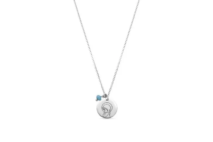 Sterling Silver & 18k Gold Blue Crystal Pendant Necklace – Adjustable Chain, Lightweight, Statement Jewellery