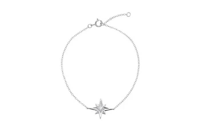 Sterling Silver Adjustable Star Bracelet S925 – Hypoallergenic, 17–19cm, Cubic Zirconia Charm